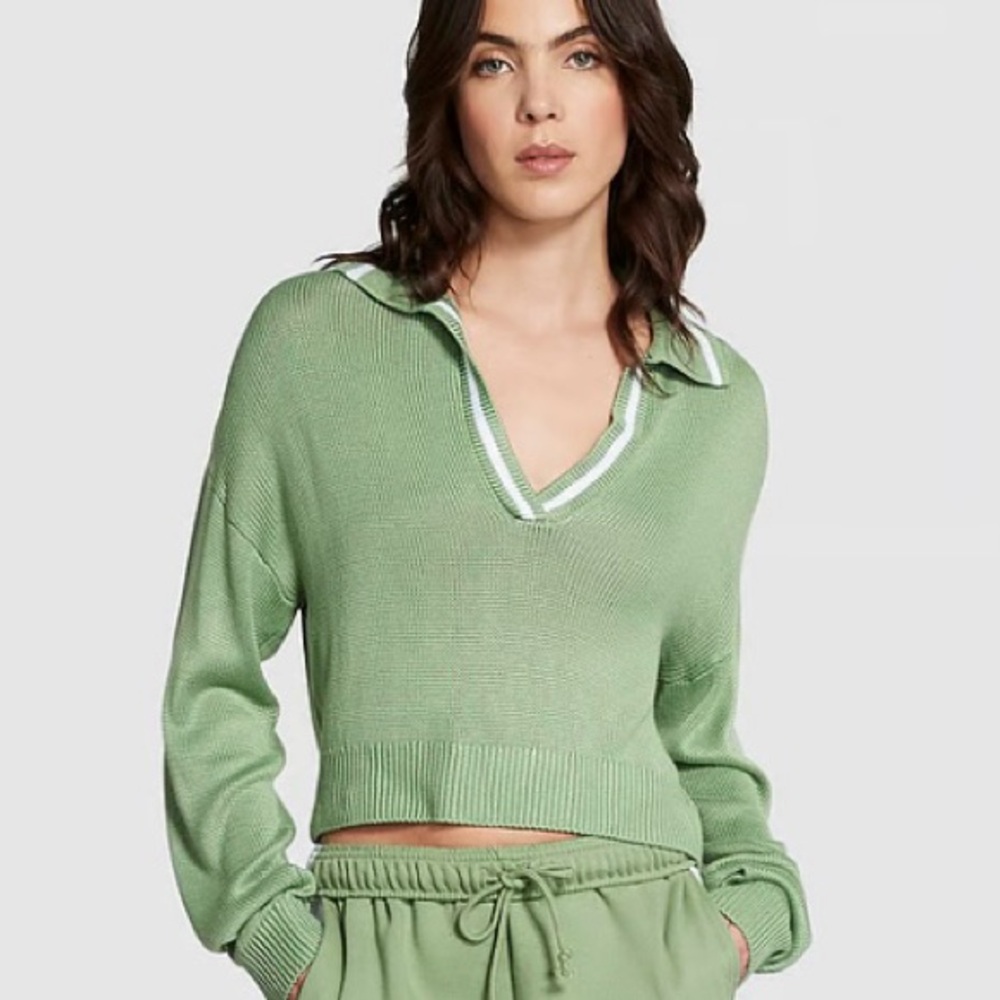VS PINK Cambridge Knit Polo Sweater